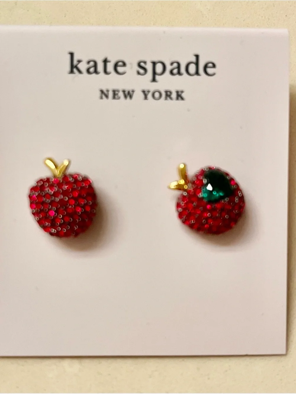 kate spade Red Apple Crystal Stud Earrings for Kids